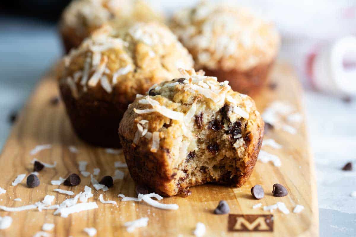 texture of banana muffins with chocolate chips