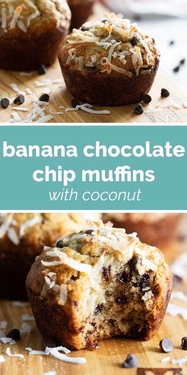 Banana Chocolate Chip Muffins with Coconut Taste and Tell