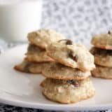 stacks of banana oatmeal cookies on a plate