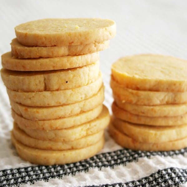 Stack of Cheddar Cornmeal Icebox Crackers