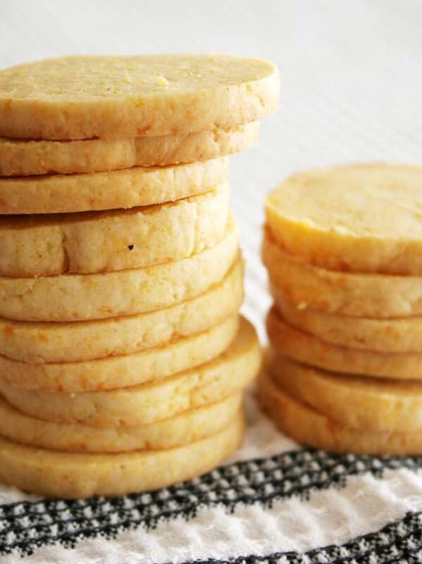 Stack of Cheddar Cornmeal Icebox Crackers