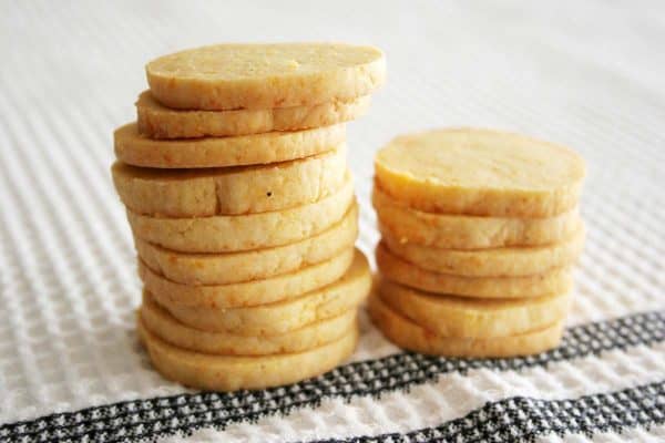 Stack of Cheddar Cornmeal Icebox Crackers