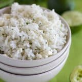 Cilantro Lime Rice in a stack of bowls