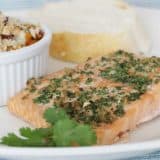 Cumin Coriander Crusted Salmon on a plate
