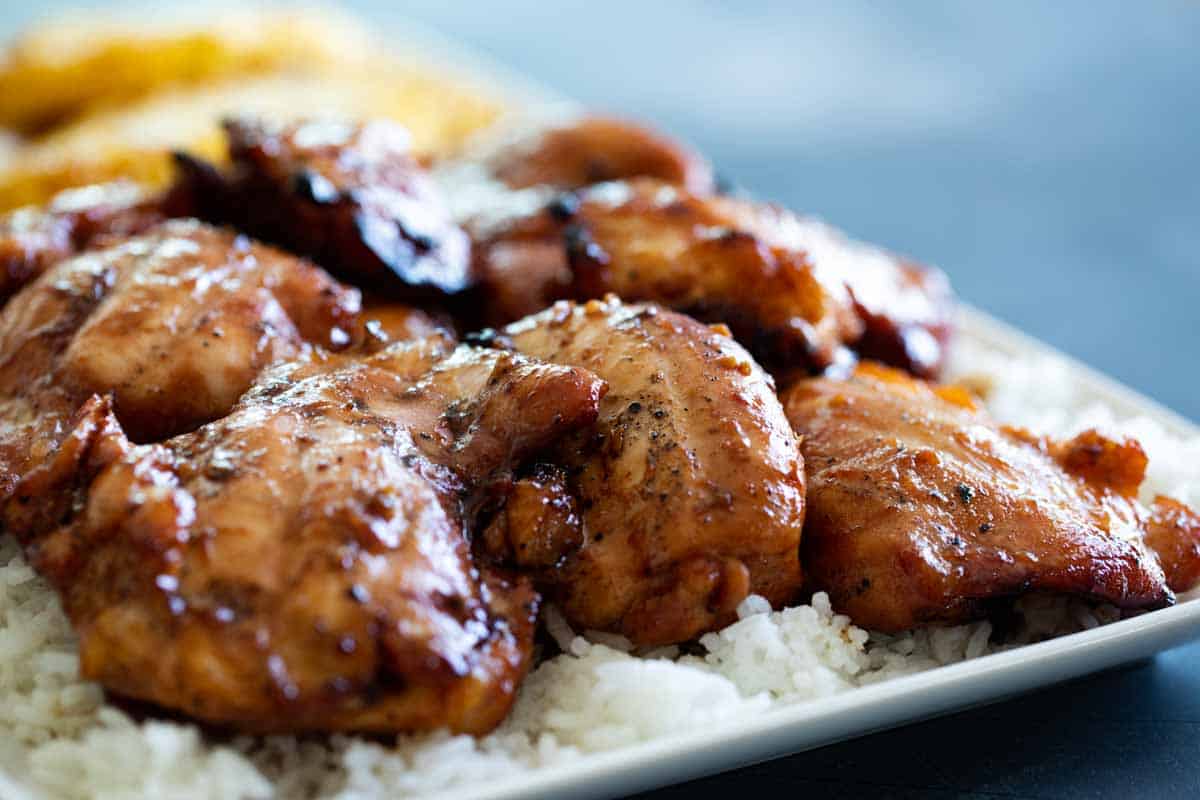 Grilled chicken on rice