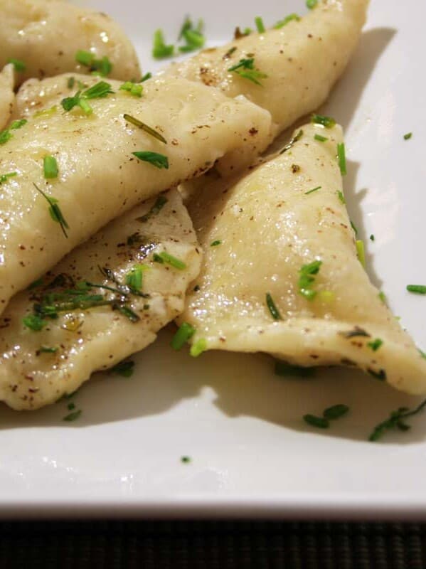 plate with homemade pierogi