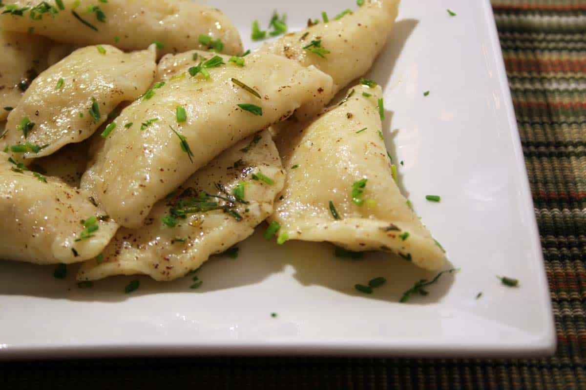 plate with homemade pierogi