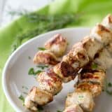 grilled chicken marinated with rosemary and ranch on skewers