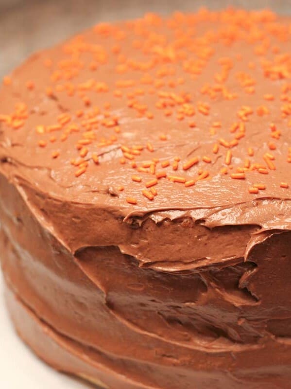 Whole sweet potato cake with chocolate icing