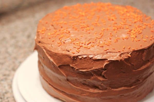 Whole sweet potato cake with chocolate icing