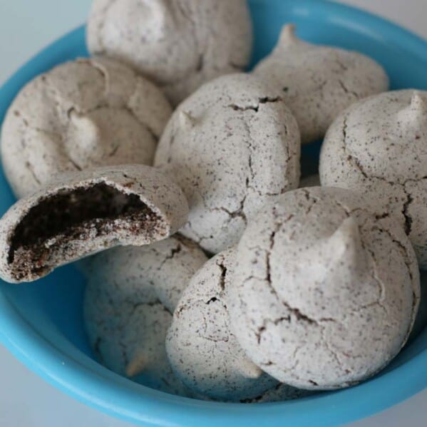 bowl of Chocolate Hazelnut Meringue Kisses