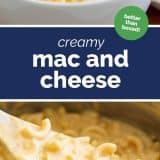 pictures of homemade mac and cheese with text in the center