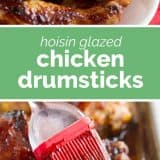 hoisin glazed chicken photos with text in the middle