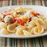 orecchiette pasta with Italian sausage and bell peppers