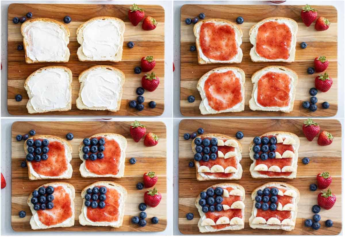 steps to make 4th of July Breakfast Toast