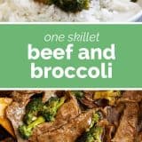 2 photos of homemade Beef and Broccoli with text