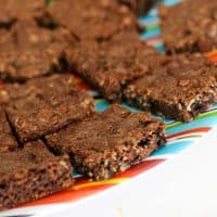 Chocolate Oatmeal Chippers on a striped plate