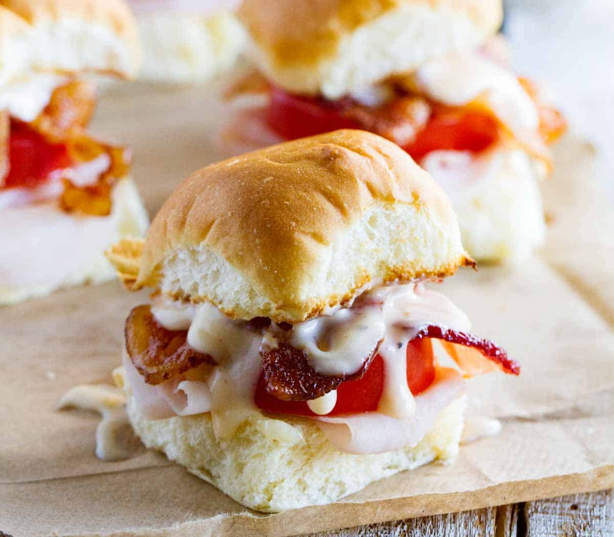 easy Kentucky Hot Brown Sandwich made with slider rolls