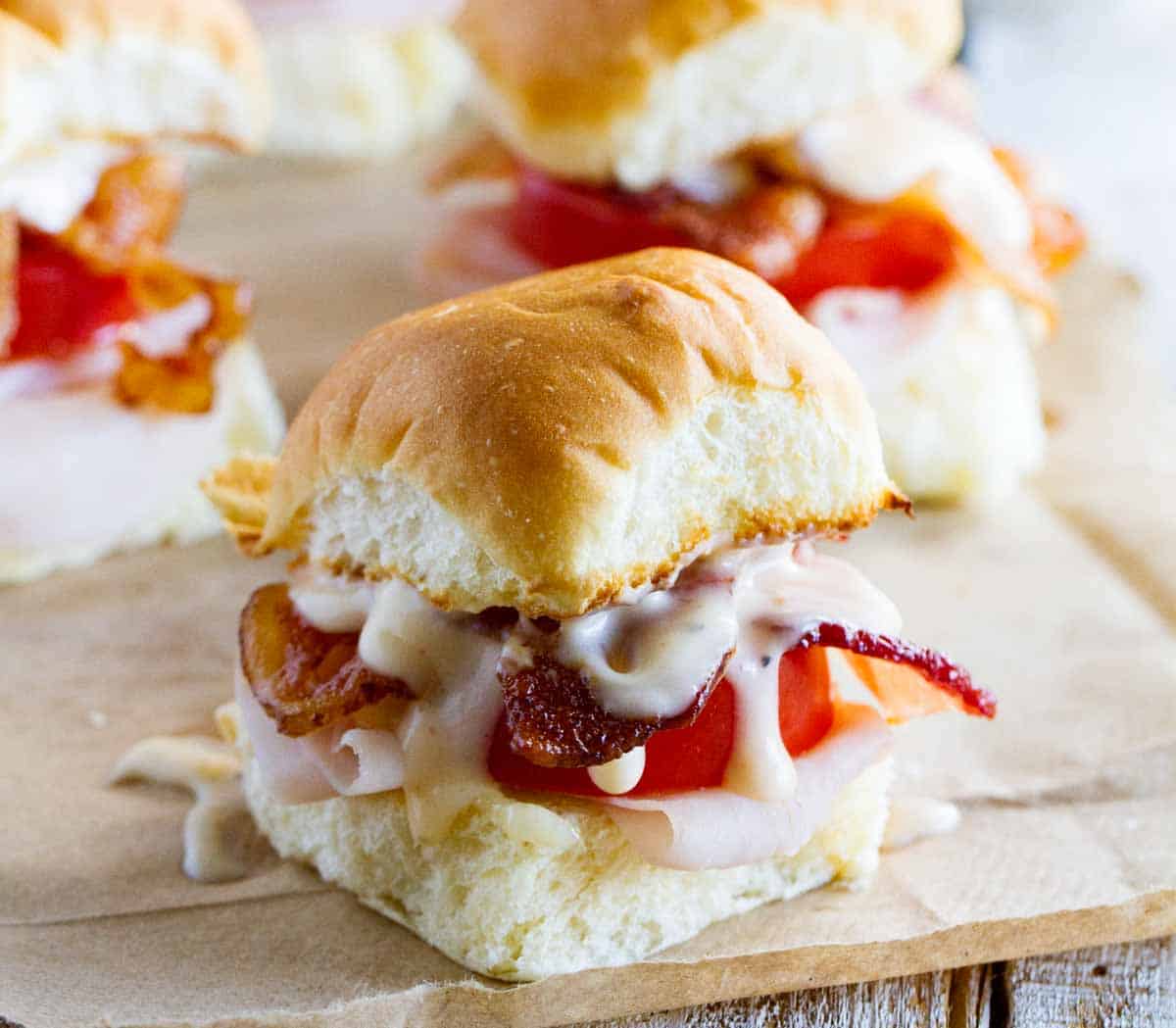 easy Kentucky Hot Brown Sandwich made with slider rolls