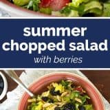 photos of summer chopped salad with text in the middle