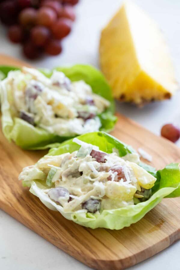 chicken lettuce wraps with tropical flavors