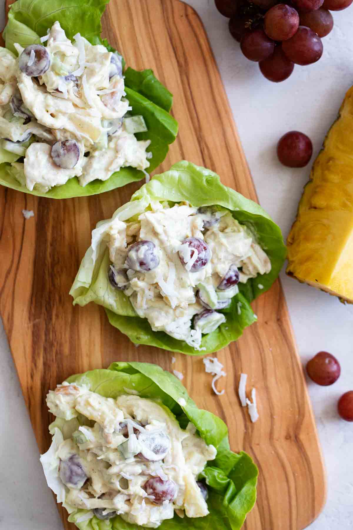 overhead view of Tropical Chicken Lettuce Wraps