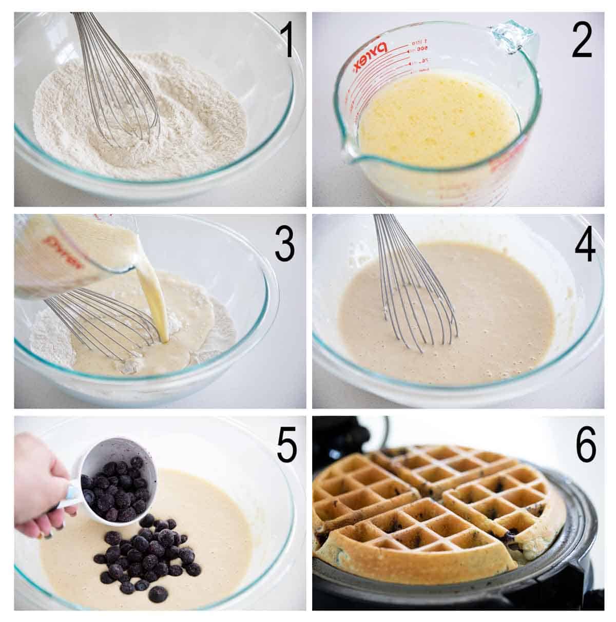 steps for making blueberry waffles