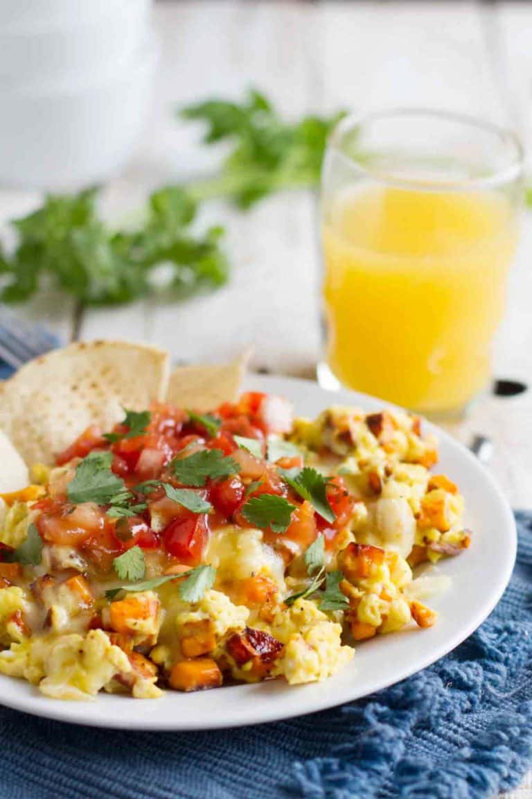 Breakfast Scramble with Eggs and Sweet Potatoes Taste and Tell