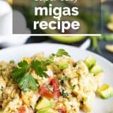 migas recipe on a plate with text overlay
