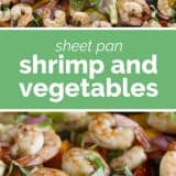 shrimp and vegetables with text in the middle