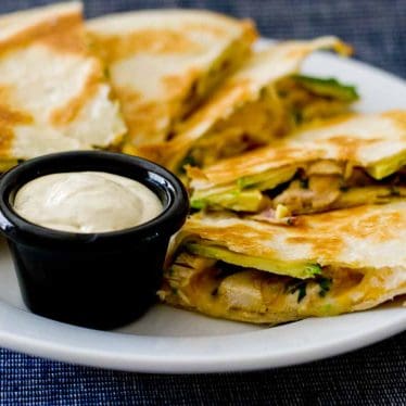 Chicken, Avocado and Caramelized Onion Quesadillas - Taste and Tell