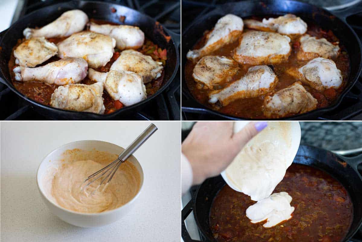 cooking chicken paprikash