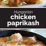 chicken paprikash with text in the center