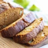 loaf of sliced pumpkin apple bread