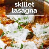 skillet lasagna with text overlay