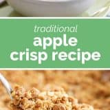 apple crisp with text in the center