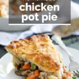 chicken pot pie with text overlay