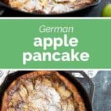 German Apple Pancake with text in the center