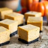 pumpkin cheesecake bars with cookie crust