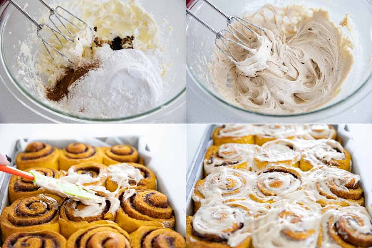 steps to make maple cinnamon cream cheese frosting