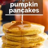 Pumpkin Pancakes with text overlay