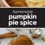 homemade Pumpkin Pie Spice with text in the middle