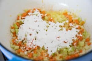 adding flour to thicken turkey soup