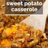 sweet potato casserole with text overlay