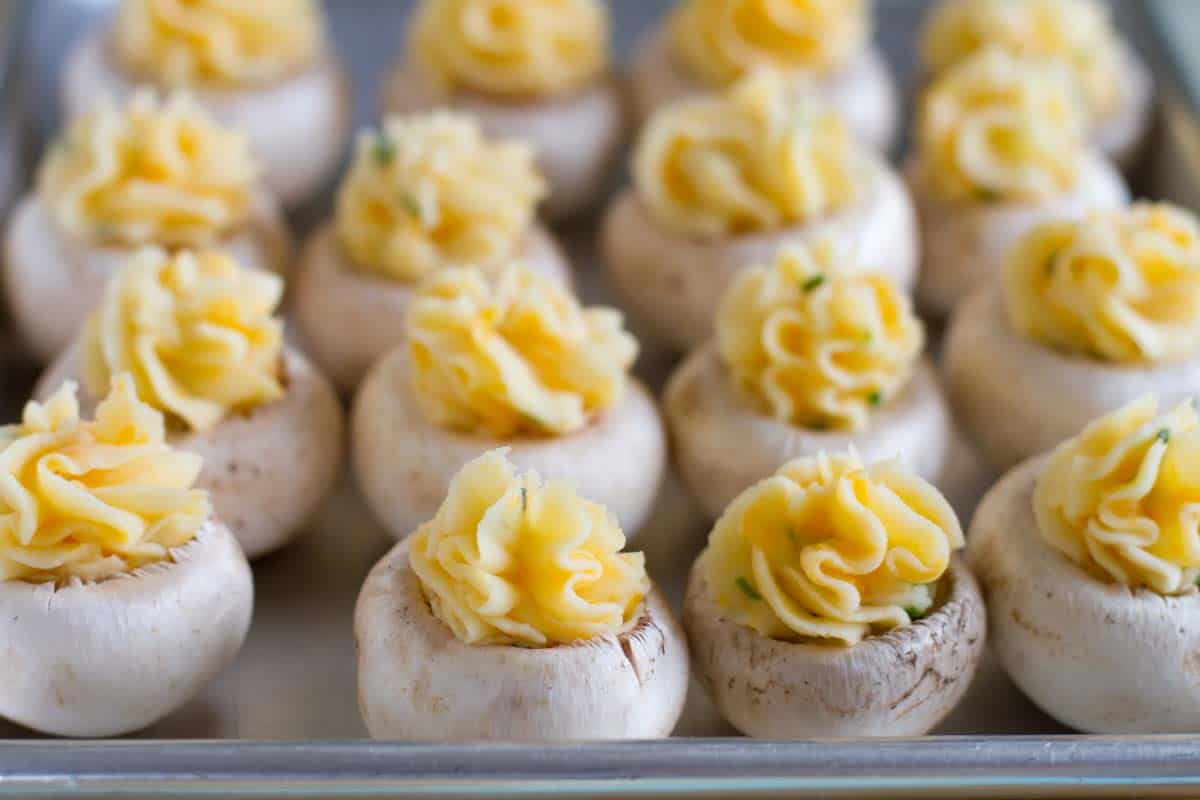 mushrooms stuffed with mashed potatoes