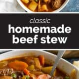 Homemade Beef Stew with text in the center