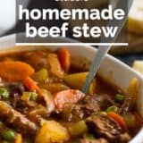 Classic Homemade Beef Stew with Text Overlay