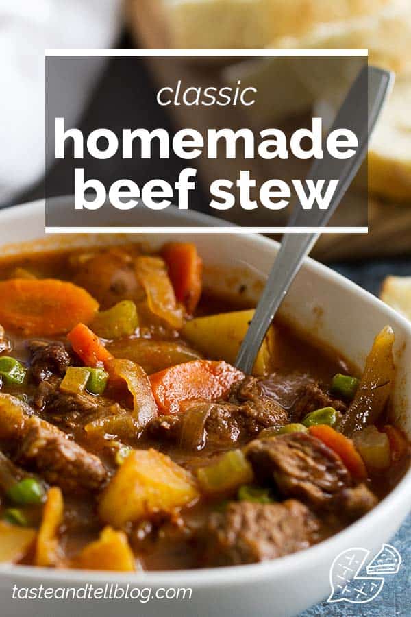 Classic Homemade Beef Stew with Text Overlay