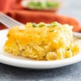 serving of corn casserole on a plate