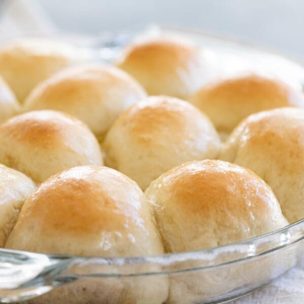 dish of freshly baked dinner rolls